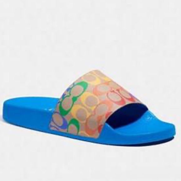 COACH Signature Slide In Rainbow Signature Canvas SIZE 12 Men’s NWOB - Picture 6 of 6